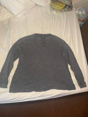 High Sierra Gray Button Henley Knit Top